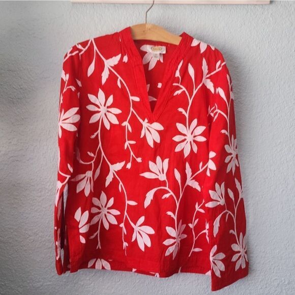 Talbots tunic full embroidery coastal summer resort tunic blouse - Picture 2 of 14